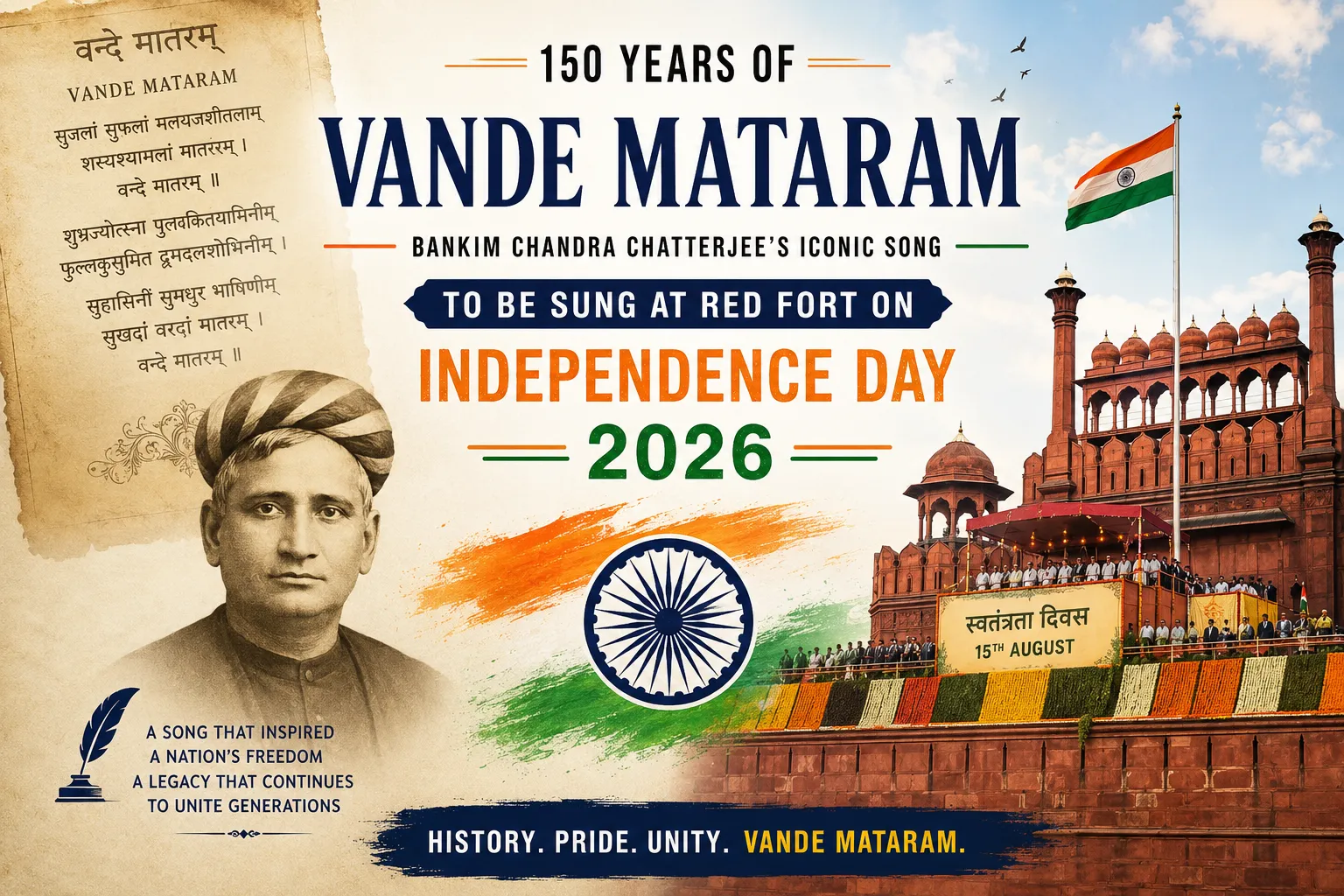 150 Years of Vande Mataram: Iconic National Song to Be Sung at Red Fort on Independence Day 2026