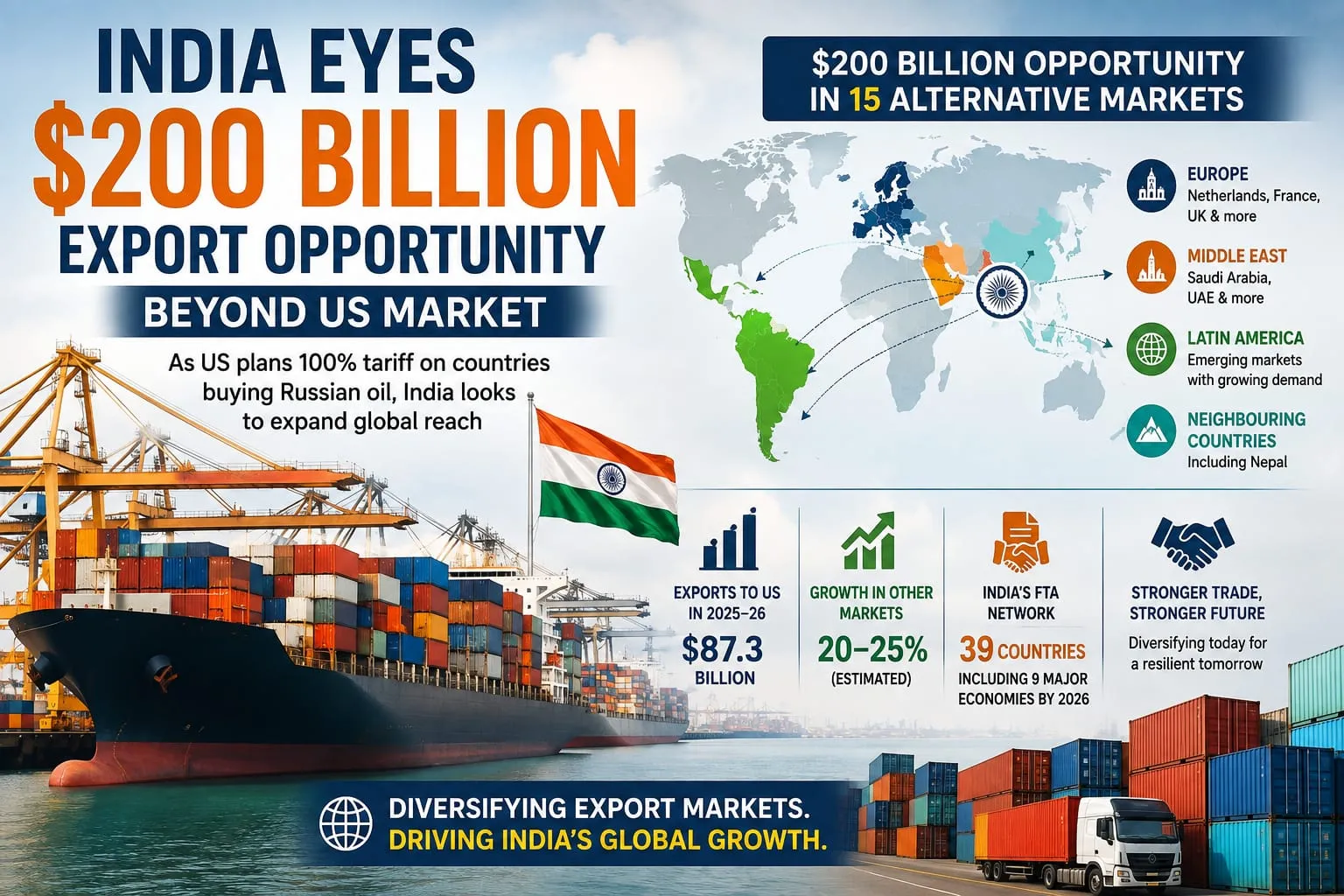 India’s $200 Billion Export Opportunity Beyond US Market