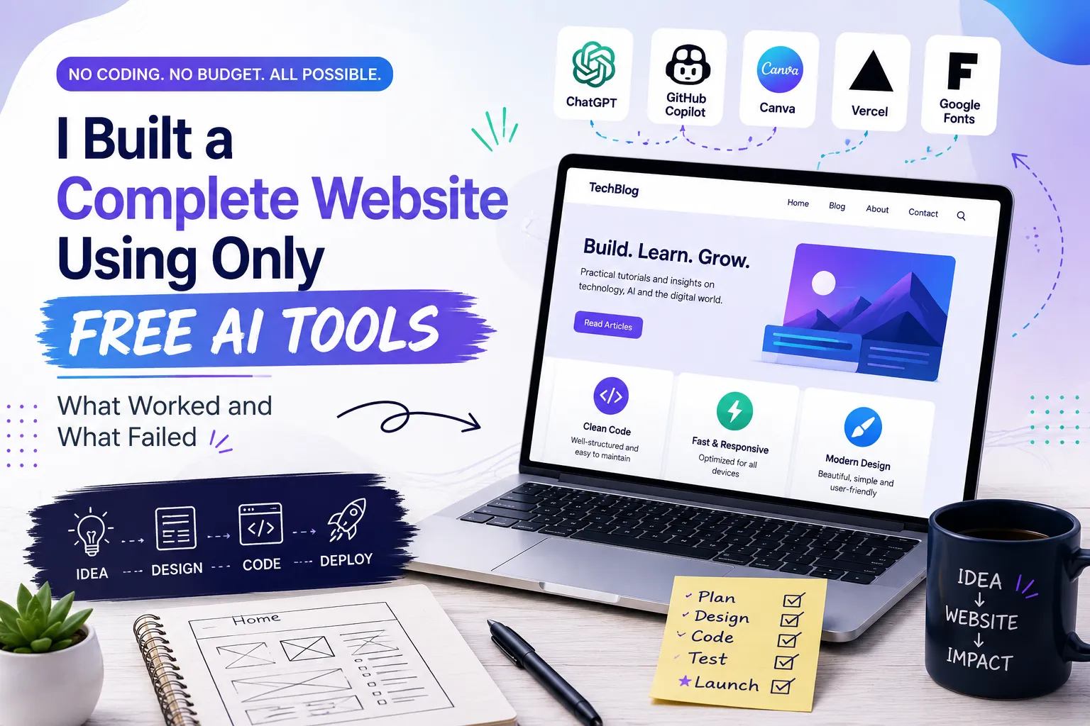 I Built a Website Using Only Free AI Tools — Here's What Worked and What Didn't